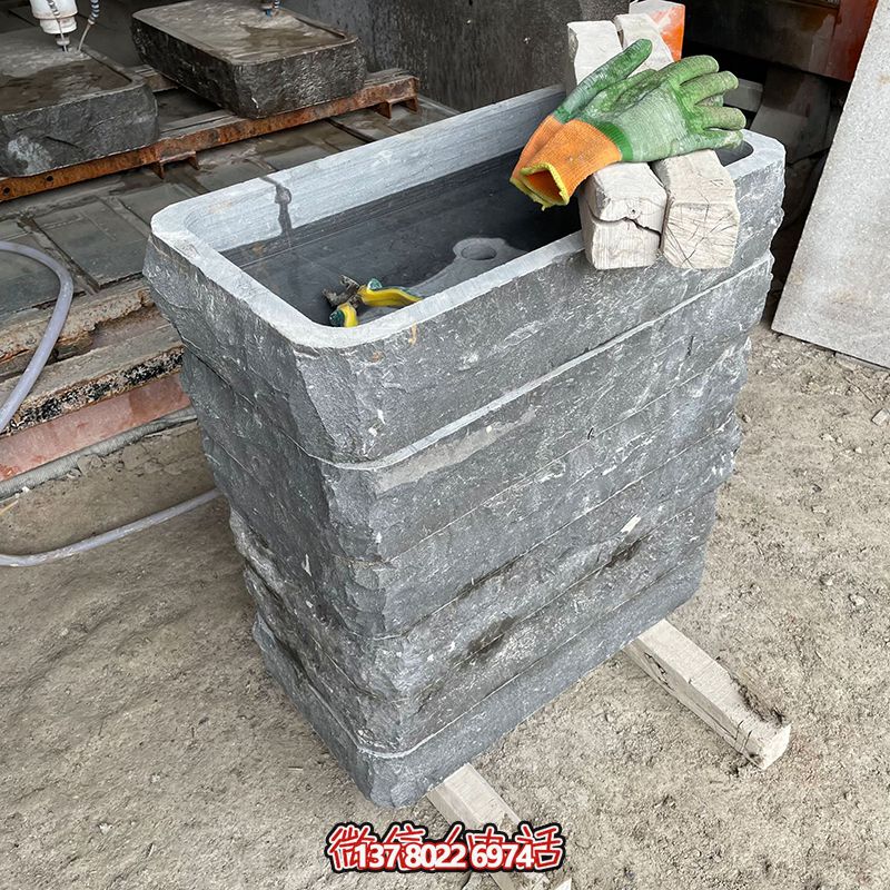 大理石種花養(yǎng)魚石槽雕塑