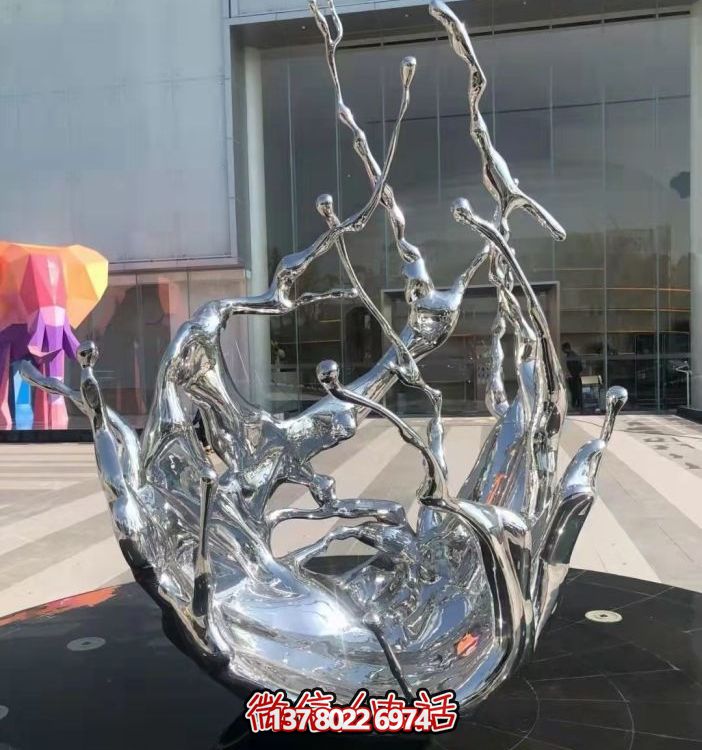 不銹鋼抽象海浪噴泉水景雕塑，開(kāi)啟精致戶(hù)外新景觀