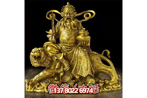 鎏金財神雕塑，招財進寶