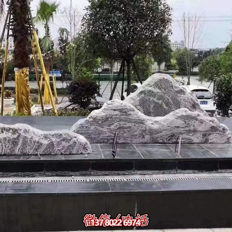 酒店廣場(chǎng)水池噴泉擺放雪花假山景觀(guān)石雕