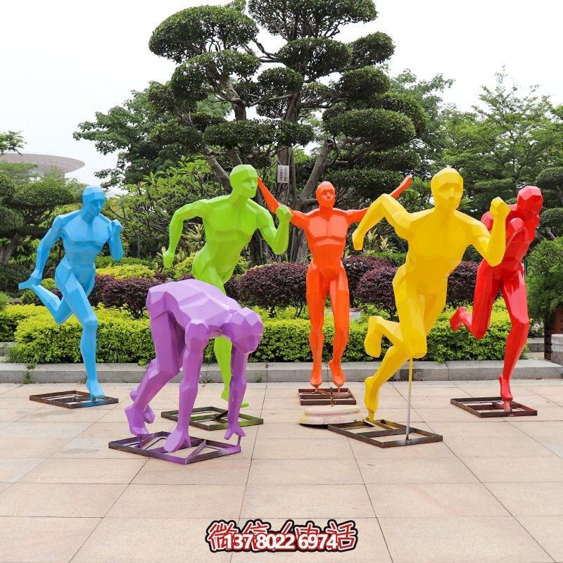 廣場學(xué)校抽象跑步運(yùn)動人物剪影玻璃鋼雕塑