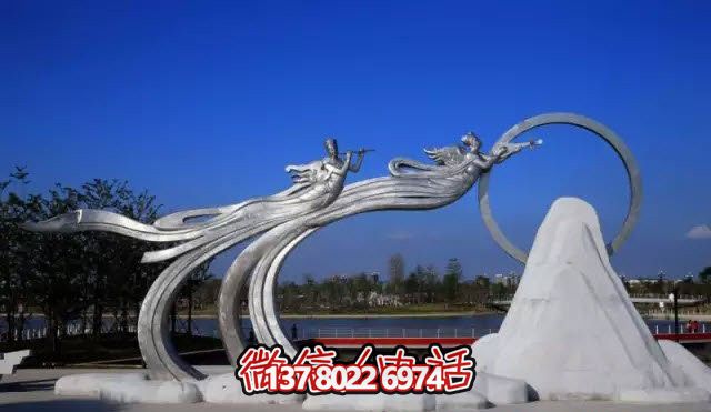 不銹鋼廣場(chǎng)抽象嫦娥奔月仙女雕塑